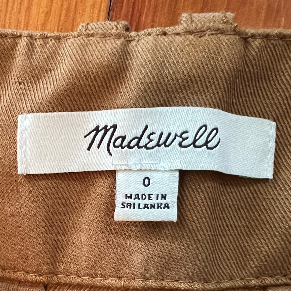 NWOT Madewell Adjustable Waist Wide Leg Tan Camel Pleated Pants - 0 - Picture 2 of 7